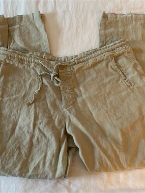 TOSCANO Aqua Pants Women’s 100% Linen Summer Resort 30” Wardrobe Staple